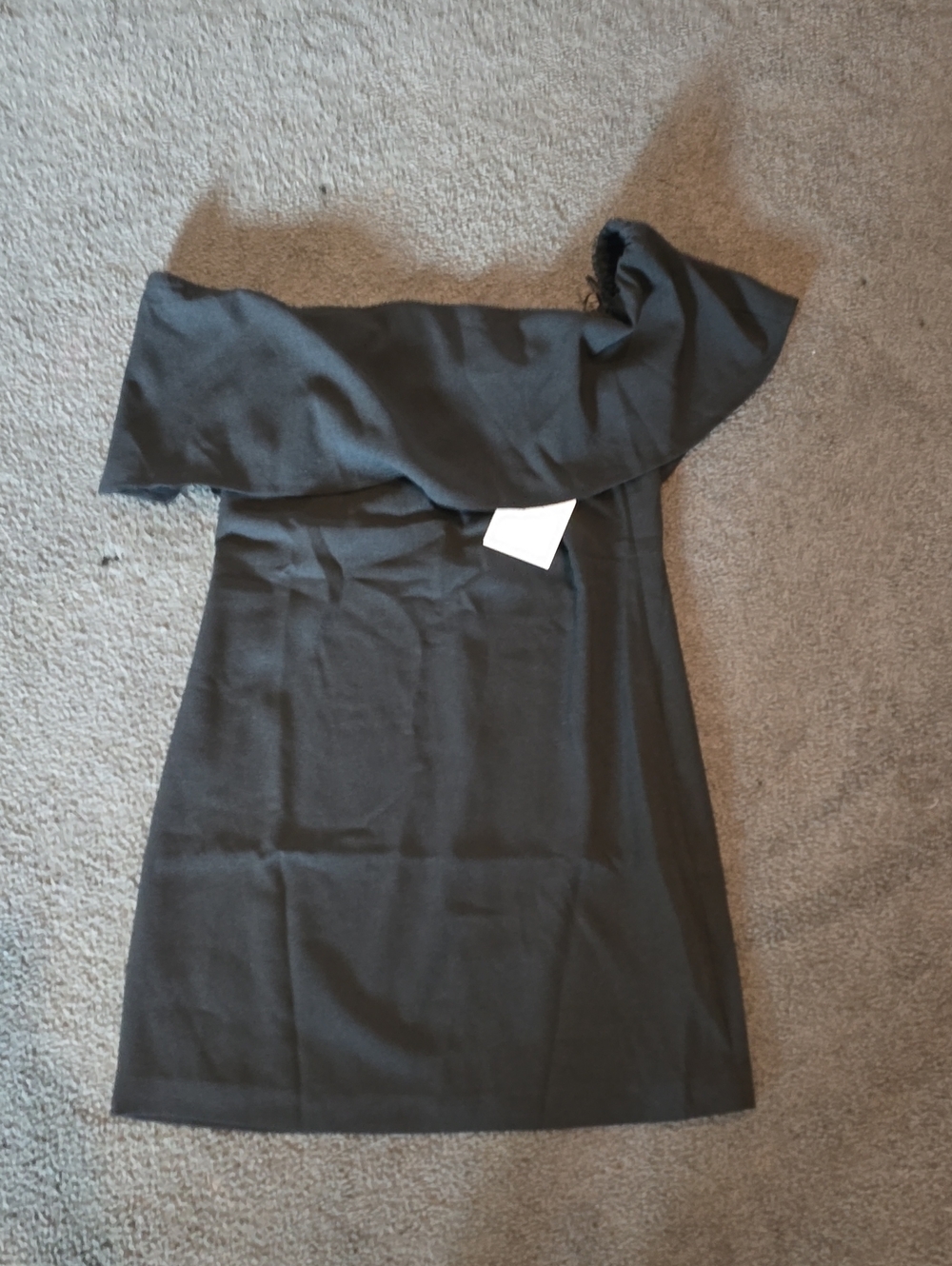 NWT Charles Henry One-Shoulder Black Dress
